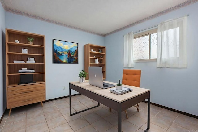 9336 Nalini Ct, Santee, CA 92071 - office space with crown molding and light tile patterned floors
