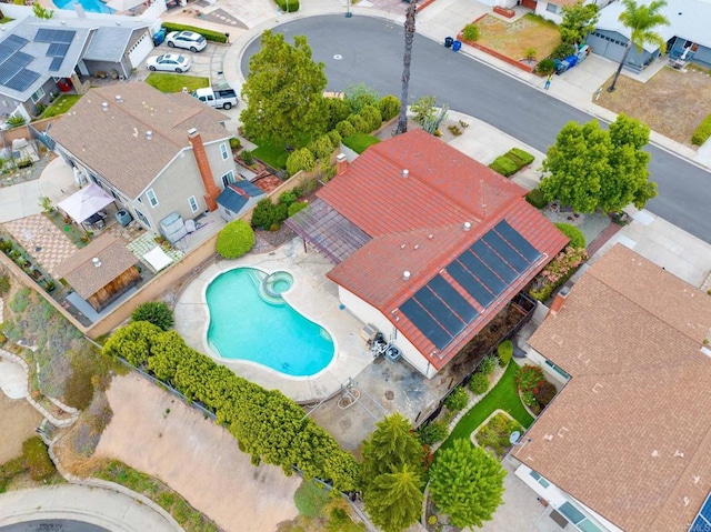 9336 Nalini Ct, Santee, CA 92071 - aerial view of residential area featuring a pool area