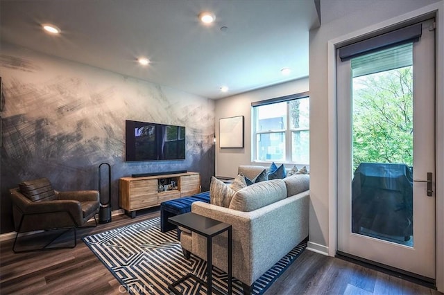 9630 Nova Pl, Rancho Cucamonga, CA 91730 - living room featuring wood finished floors, recessed lighting, and baseboards