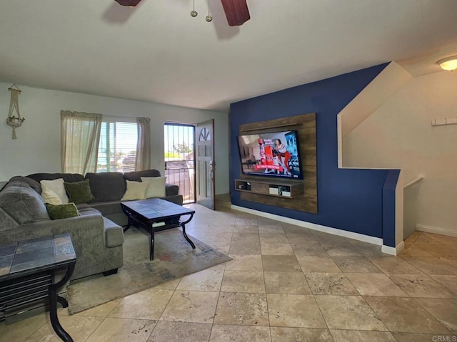 1466 15th St, Imperial Beach, CA 91932 - living area featuring ceiling fan and baseboards