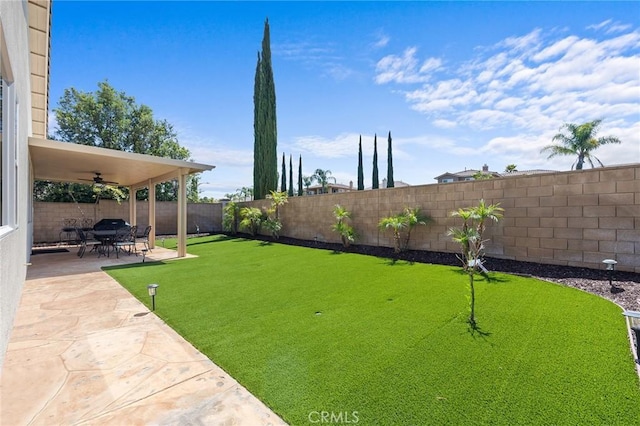 44774 Pride Mountain St, Temecula, CA 92592 - view of yard featuring ceiling fan and a patio