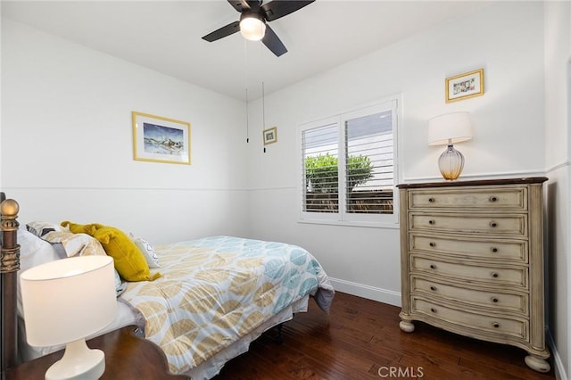 44774 Pride Mountain St, Temecula, CA 92592 - bedroom with wood-type flooring, baseboards, and a ceiling fan