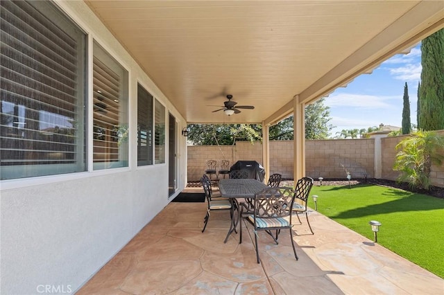 44774 Pride Mountain St, Temecula, CA 92592 - view of patio with a ceiling fan and outdoor dining space