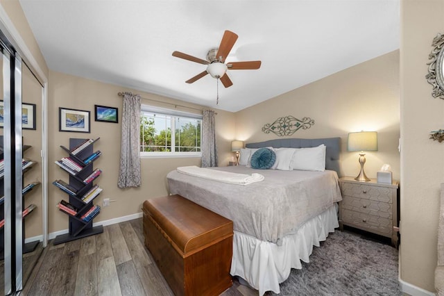 5680 Wendi St, La Mesa, CA 91942 - bedroom with wood finished floors, baseboards, a closet, and ceiling fan
