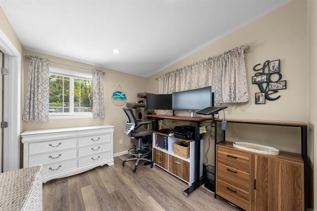 5680 Wendi St, La Mesa, CA 91942 - office space featuring lofted ceiling, light wood finished floors, recessed lighting, and baseboards