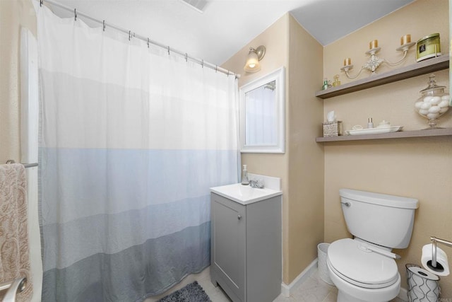 5680 Wendi St, La Mesa, CA 91942 - full bath featuring vanity, toilet, baseboards, and a shower with curtain