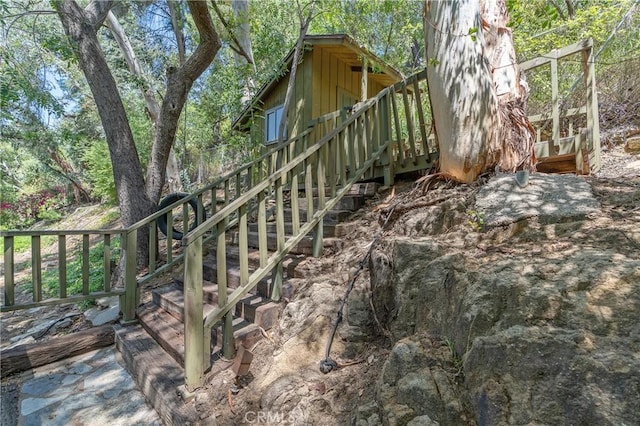 3818 Hayvenhurst Ave, Encino, CA 91436 - wooden deck featuring stairs