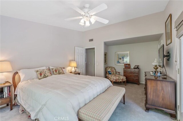 3818 Hayvenhurst Ave, Encino, CA 91436 - bedroom with light colored carpet and a ceiling fan