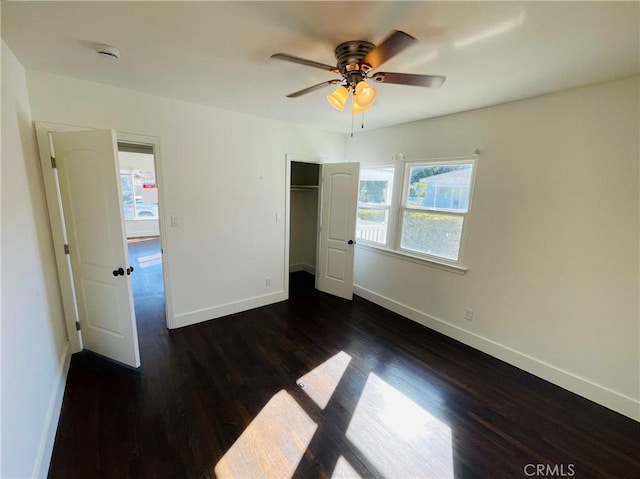 2221 Granada Ave, Long Beach, CA 90815 - unfurnished bedroom featuring wood finished floors, baseboards, a closet, and ceiling fan
