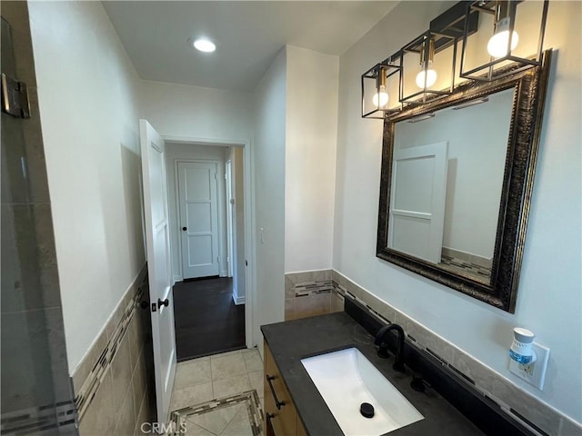 2221 Granada Ave, Long Beach, CA 90815 - bathroom featuring vanity, recessed lighting, and tile patterned floors