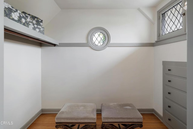 2384 E Orange Grove Blvd, Pasadena, CA 91104 - walk in closet featuring wood finished floors and lofted ceiling