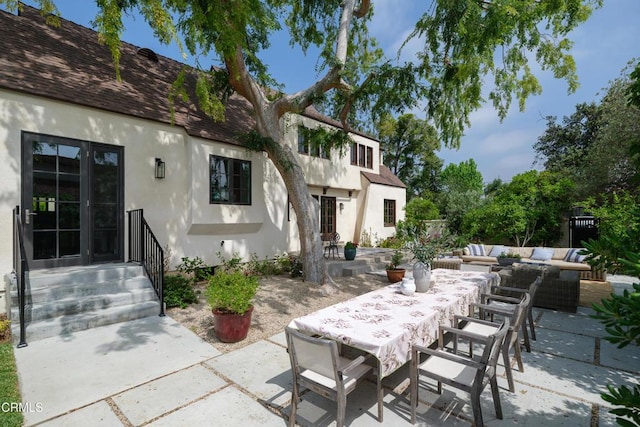 2384 E Orange Grove Blvd, Pasadena, CA 91104 - view of patio / terrace featuring outdoor lounge area, entry steps, and outdoor dining space