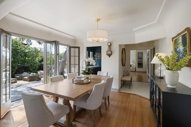 2384 E Orange Grove Blvd, Pasadena, CA 91104 - dining area featuring light wood-style floors and a chandelier