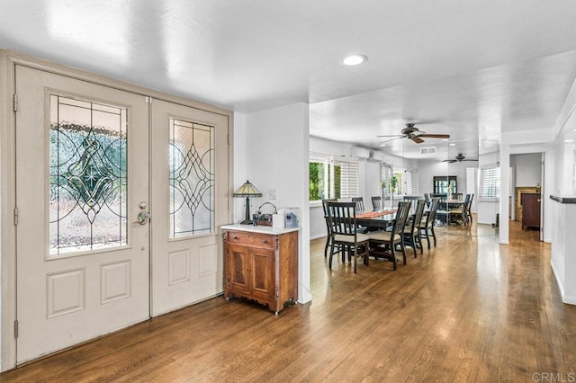 1923 Hidden Mesa Rd, El Cajon, CA 92019 - entryway featuring wood finished floors, ceiling fan, recessed lighting, and baseboards
