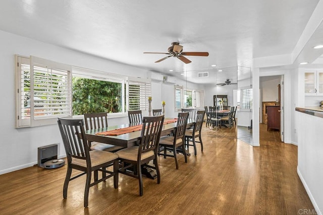 1923 Hidden Mesa Rd, El Cajon, CA 92019 - dining area with wood finished floors, ceiling fan, baseboards, and recessed lighting