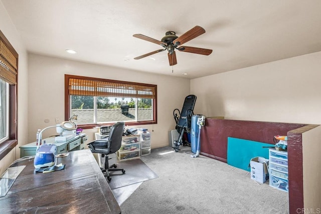 1923 Hidden Mesa Rd, El Cajon, CA 92019 - carpeted home office featuring a ceiling fan and recessed lighting