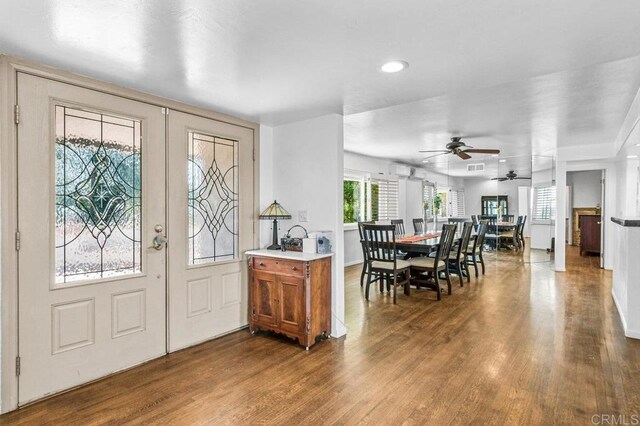 1923 Hidden Mesa Rd, El Cajon, CA 92019 - foyer featuring wood finished floors, a ceiling fan, and recessed lighting