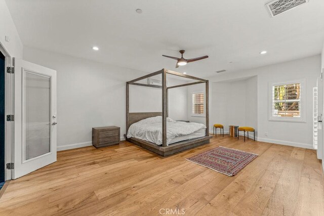 2189 Myers St, Riverside, CA 92503 - bedroom featuring wood finished floors, baseboards, recessed lighting, and a ceiling fan