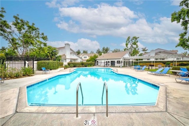 9135 W Rancho Park Cir, Rancho Cucamonga, CA 91730 - community pool with a patio and a residential view