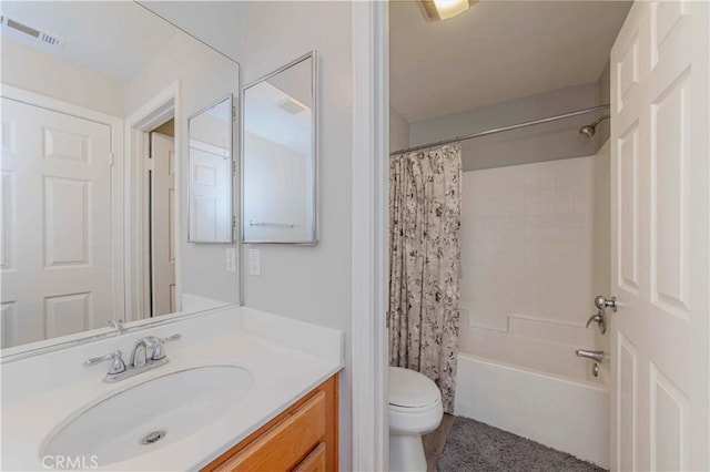 9135 W Rancho Park Cir, Rancho Cucamonga, CA 91730 - bathroom featuring vanity, toilet, and shower / tub combo with curtain