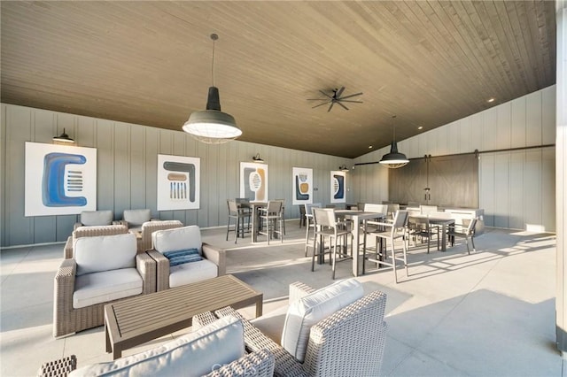 4745 S Mae Way, Ontario, CA 91762 - view of patio / terrace with outdoor dining space, outdoor lounge area, and a ceiling fan