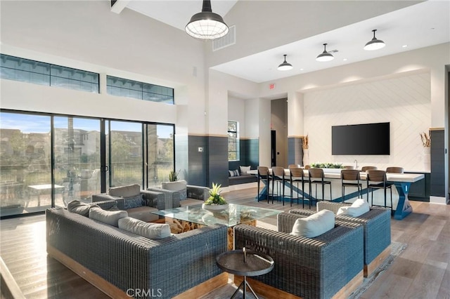 4745 S Mae Way, Ontario, CA 91762 - living area featuring wood finished floors and a towering ceiling