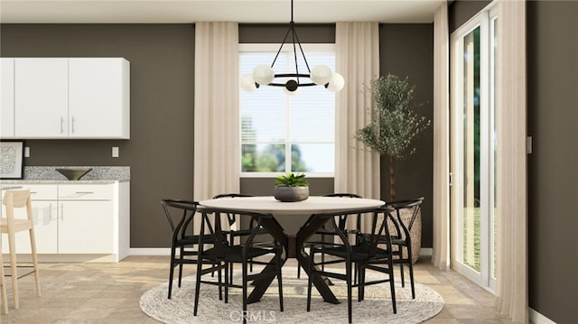 7651 Taylor Ave, Hesperia, CA 92345 - dining space with plenty of natural light, a chandelier, and baseboards