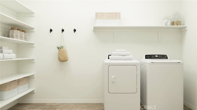 7651 Taylor Ave, Hesperia, CA 92345 - laundry room with baseboards and washer and clothes dryer