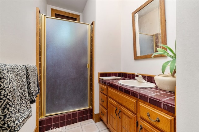 125 W 11th St, Claremont, CA 91711 - full bathroom with vanity, a stall shower, and tile patterned flooring