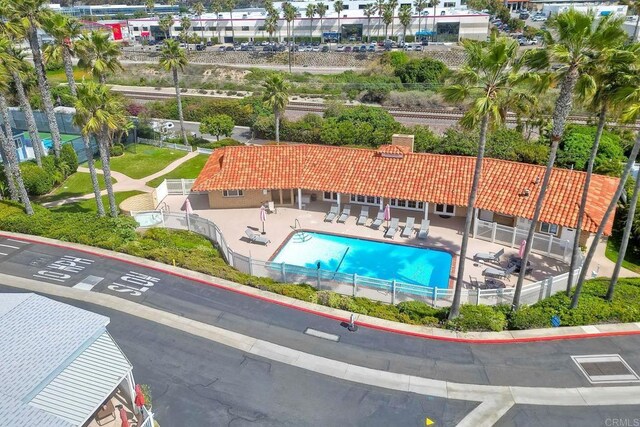 6496 Friendly Pl, Carlsbad, CA 92011 - drone / aerial view of a pool area
