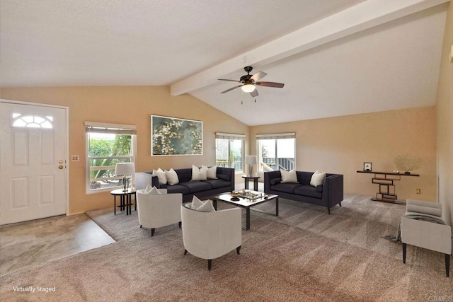 6496 Friendly Pl, Carlsbad, CA 92011 - carpeted living room featuring plenty of natural light and ceiling fan
