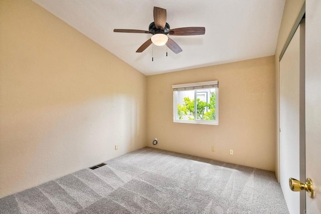 6496 Friendly Pl, Carlsbad, CA 92011 - carpeted empty room featuring ceiling fan and lofted ceiling