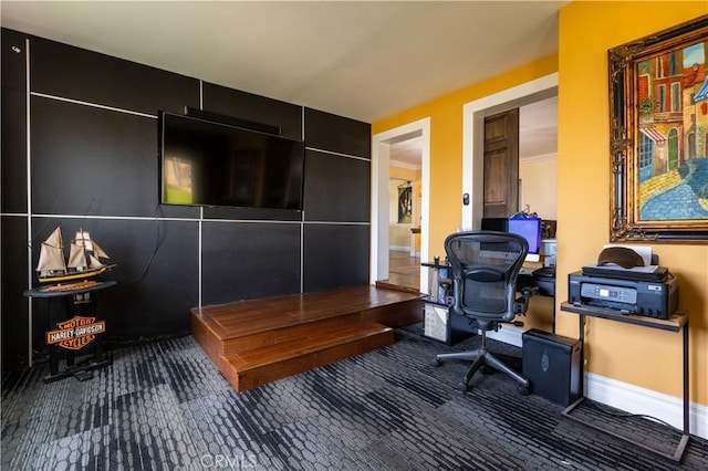 724 Forestview Ave, La Puente, CA 91746 - office area featuring carpet floors and baseboards