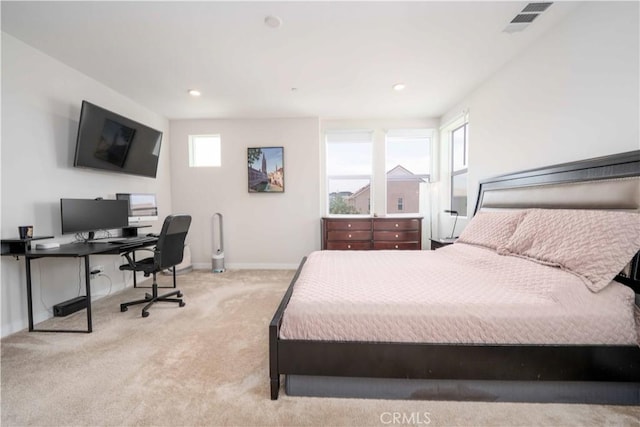 26956 Nature View Pl, Valencia, CA 91355 - carpeted bedroom featuring an office area, baseboards, and recessed lighting