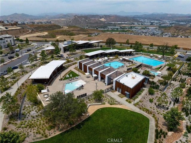 26956 Nature View Pl, Valencia, CA 91355 - aerial view of a pool and a mountain backdrop