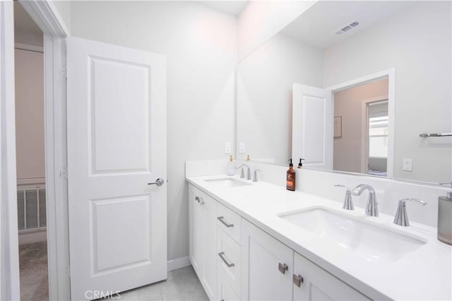 26956 Nature View Pl, Valencia, CA 91355 - bathroom featuring double vanity and tile patterned flooring