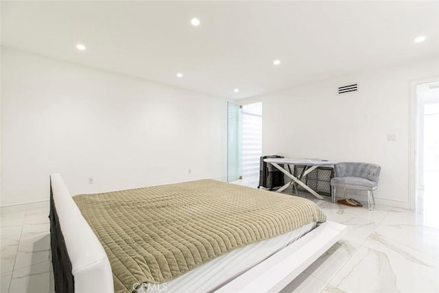 12410 Mclennan Ave, Granada Hills, CA 91344 - bedroom featuring light marble finish flooring, recessed lighting, and multiple windows