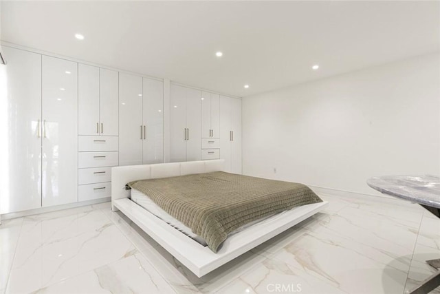 12410 Mclennan Ave, Granada Hills, CA 91344 - bedroom with light marble finish floors and recessed lighting