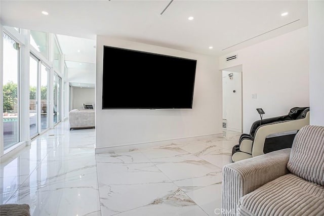 12410 Mclennan Ave, Granada Hills, CA 91344 - living area with recessed lighting and light marble finish flooring