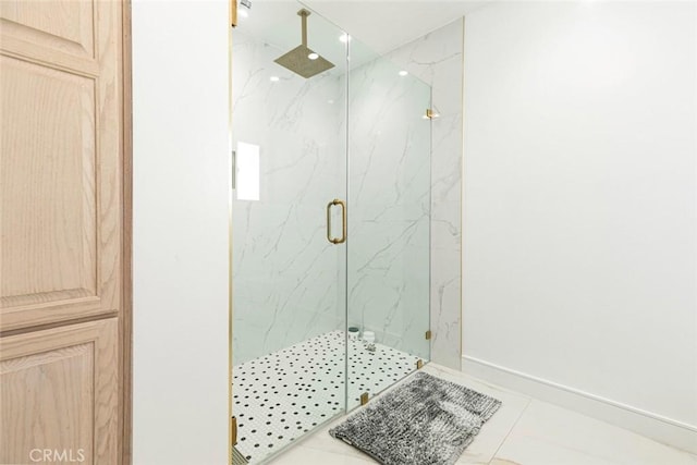 12410 Mclennan Ave, Granada Hills, CA 91344 - bathroom with a marble finish shower and tile patterned flooring