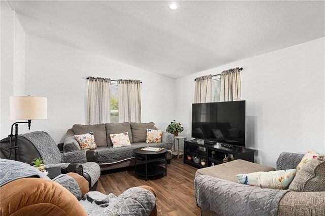 1863 Norwood Dr, Paradise, CA 95969 - living room with lofted ceiling, wood finished floors, and recessed lighting