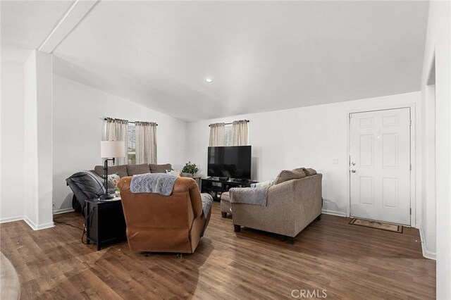 1863 Norwood Dr, Paradise, CA 95969 - living room with wood finished floors, lofted ceiling, baseboards, and recessed lighting