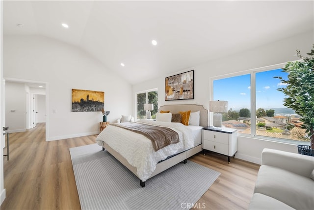 17585 Candela Dr, Rowland Heights, CA 91748 - bedroom featuring vaulted ceiling, recessed lighting, light wood finished floors, and baseboards
