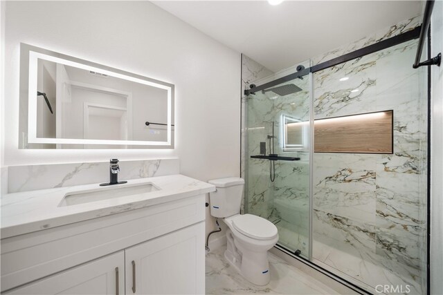 17585 Candela Dr, Rowland Heights, CA 91748 - full bath featuring a marble finish shower, toilet, vanity, and marble finish flooring