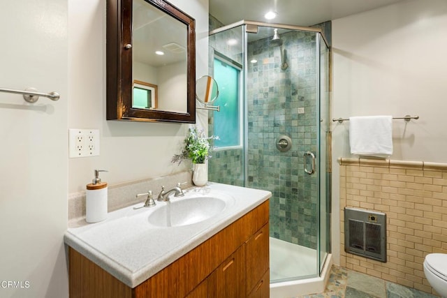 1364 N Harding Ave, Pasadena, CA 91104 - full bath with heating unit, vanity, toilet, and a stall shower