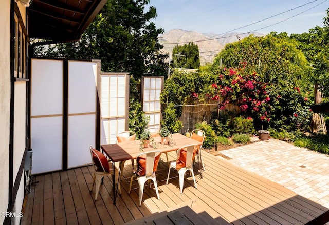 1364 N Harding Ave, Pasadena, CA 91104 - wooden terrace with outdoor dining space and a mountain view