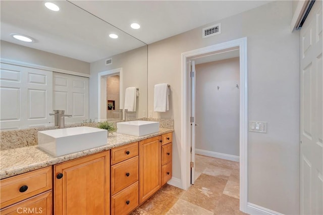 1806 Lake St, Huntington Beach, CA 92648 - full bathroom featuring double vanity, recessed lighting, and baseboards