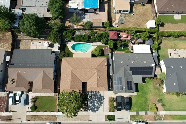 8776 Holly St, Rancho Cucamonga, CA 91701 - aerial view of property's location featuring a pool and nearby suburban area