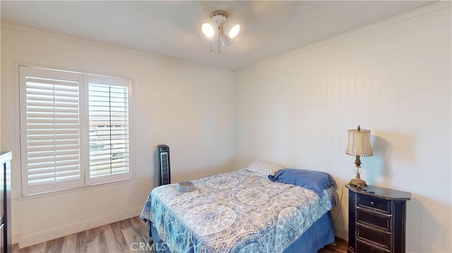 8776 Holly St, Rancho Cucamonga, CA 91701 - bedroom with wood finished floors, baseboards, crown molding, and ceiling fan