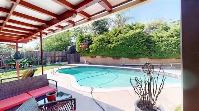 8776 Holly St, Rancho Cucamonga, CA 91701 - view of swimming pool featuring a fenced backyard, a patio area, and outdoor lounge area